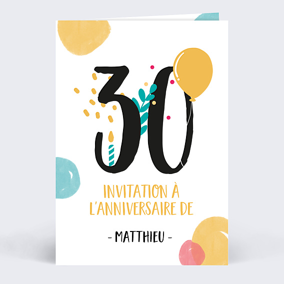 Invitation Anniversaire Adulte Multicolore