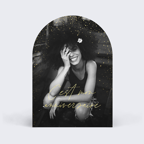 Invitation anniversaire Photo Paillettes