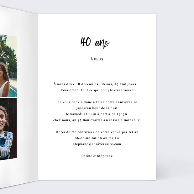 Invitation Anniversaire Multiphoto Chic Intérieur Droit