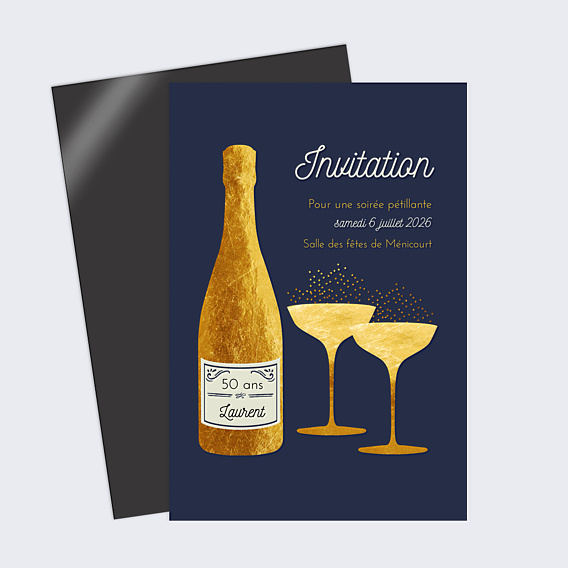 Invitation Anniversaire Adulte Bulles Ocre