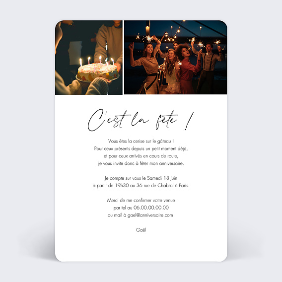 Invitation anniversaire Mon Anniversaire Verso