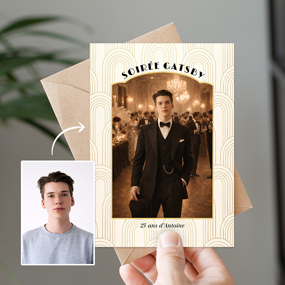 Invitation anniversaire Portrait univers Gatbsy