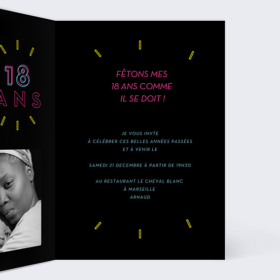 Invitation Anniversaire Adulte Funny Neons