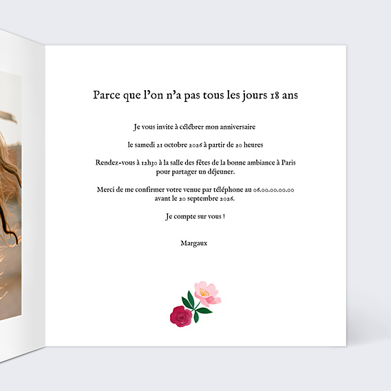 Invitation Anniversaire Adulte Eclat Floral