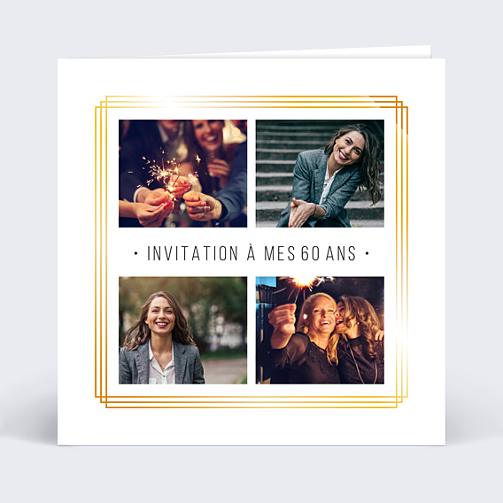 Invitation anniversaire Dorure Cadre Multiphoto