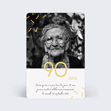 Invitation Anniversaire Virtuelle 90 ans chic