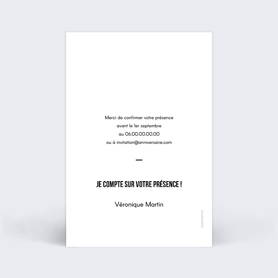 Invitation anniversaire Filet d'Or Verso