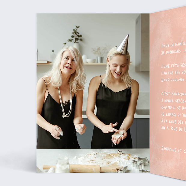 Invitation Anniversaire Adulte Double Gâteaux Intérieur Gauche