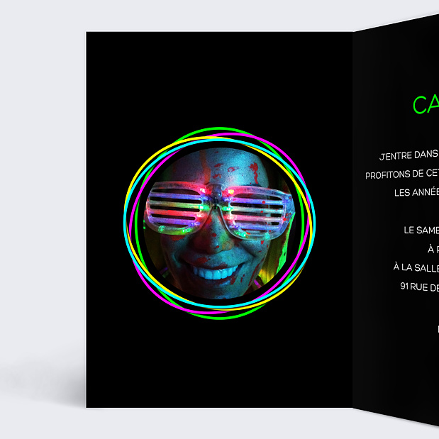 Invitation Anniversaire Fluo Popcarte