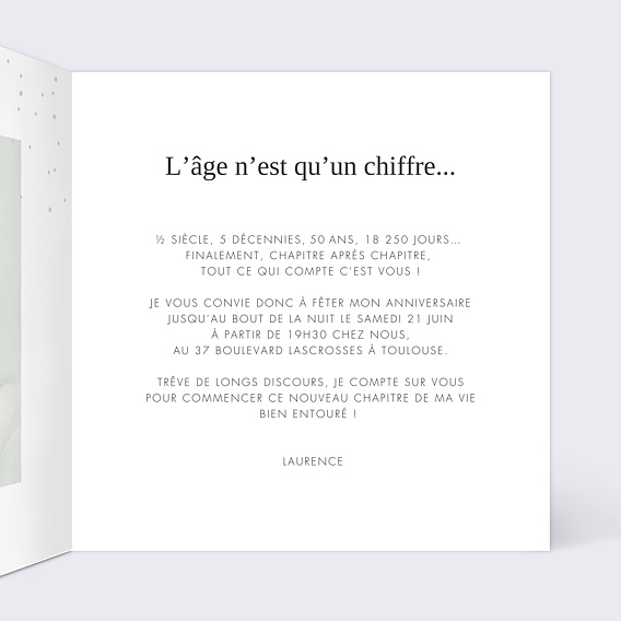 Invitation anniversaire Levons nos Verres Chiffre Intérieur Droit