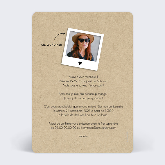 Invitation anniversaire Photomaton Fête Verso