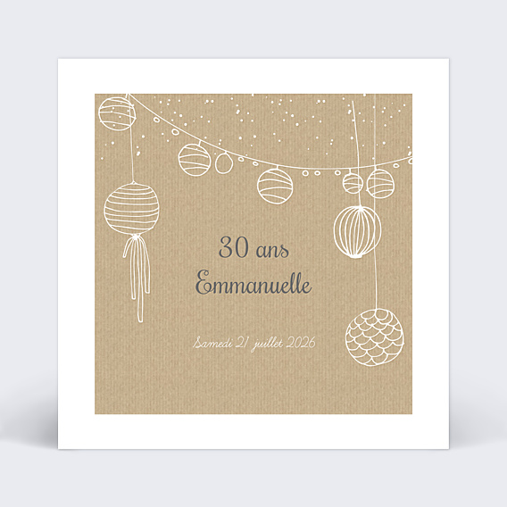 Invitation Anniversaire Adulte Lampions Délicats