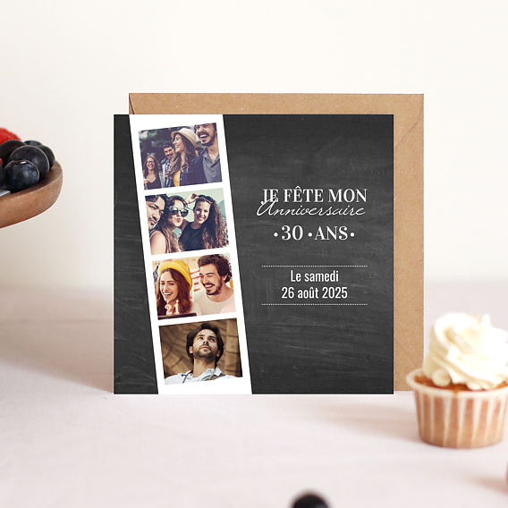 Invitation anniversaire Photomaton Ardoise Après 4