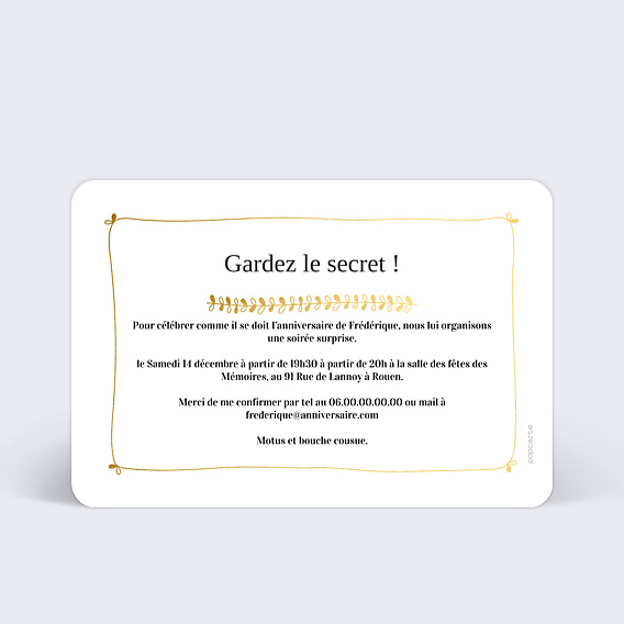 Invitation Anniversaire Adulte Jolies Feuilles