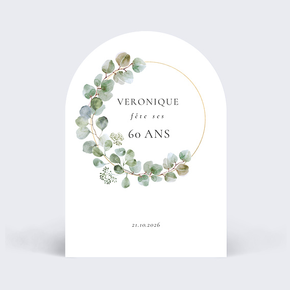 Invitation Anniversaire Adulte Couronne Eucalyptus Chic