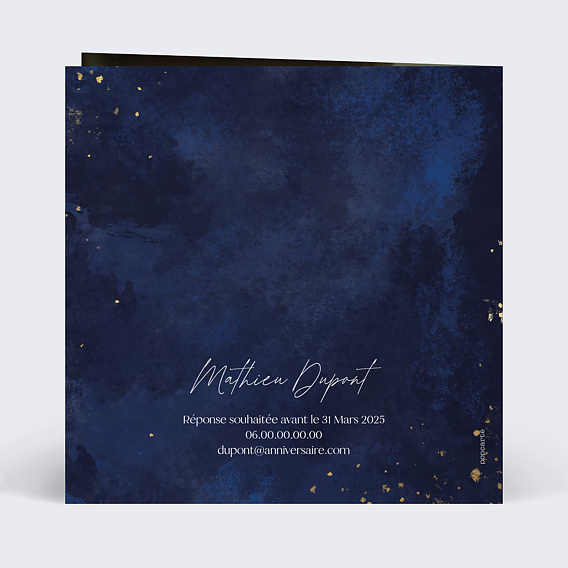 Invitation anniversaire Pluie étoilée Verso