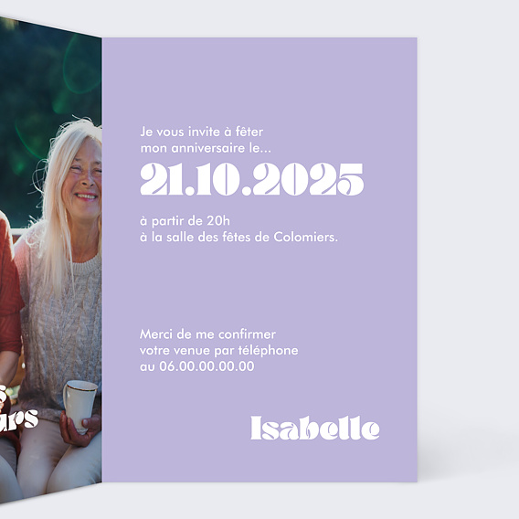 Invitation anniversaire 60 ans Original Intérieur Droit