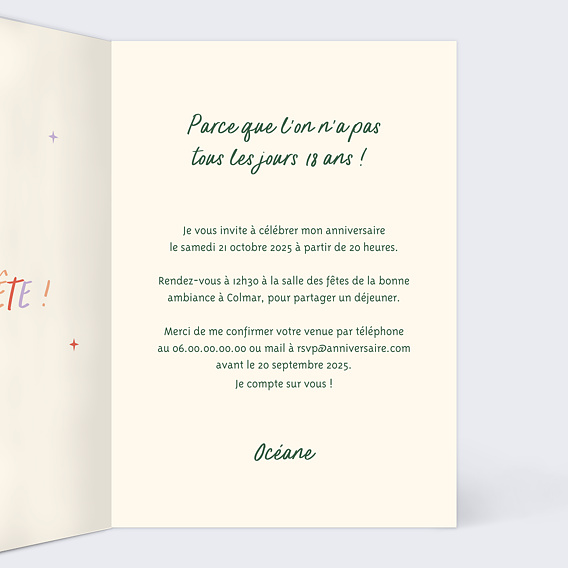 Invitation anniversaire C'était Avant Intérieur Droit