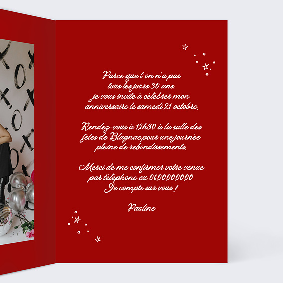 Invitation anniversaire Gâteau dessiné Intérieur Droit