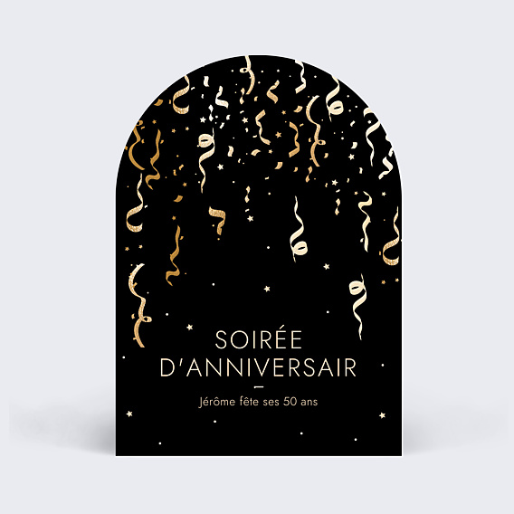 Invitation Anniversaire Adulte Motif Noir & Ocre