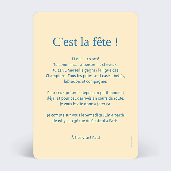 Invitation Anniversaire Adulte Tu sais que tu as 40 ans