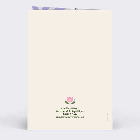 Invitation anniversaire Fleurs Modernes Verso