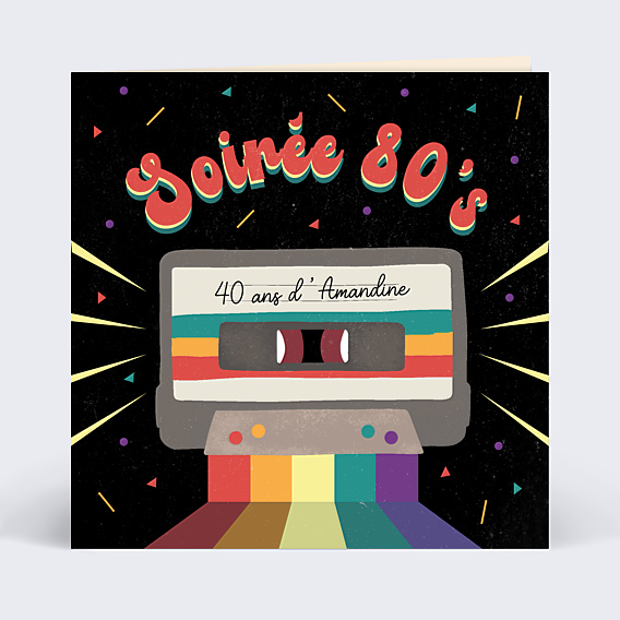 Invitation Anniversaire Adulte Cassette Disco