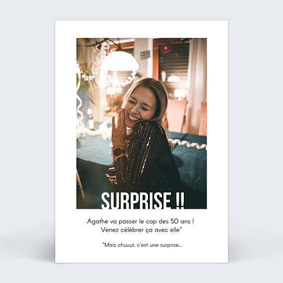 Invitation Anniversaire Adulte Typographie Surprise