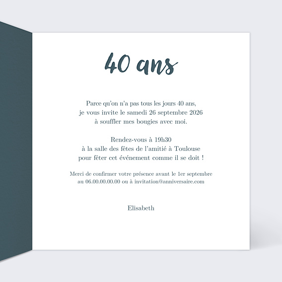 Invitation Anniversaire Adulte Cadre Élégant