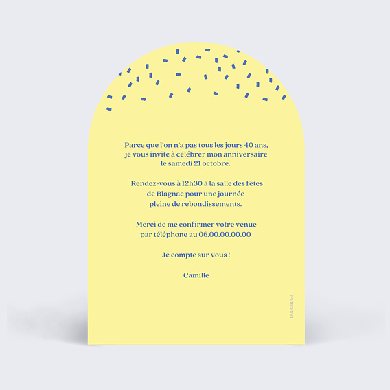 Invitation anniversaire C'est la Fête Original Verso