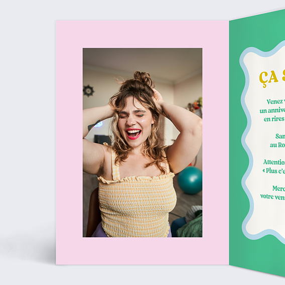 Invitation anniversaire Wavy stripes Intérieur Gauche