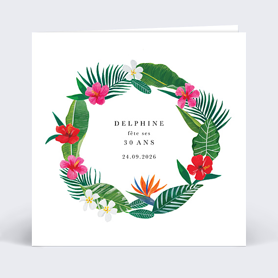 Invitation anniversaire Couronne Exotique