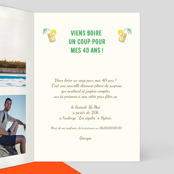 Invitation anniversaire Anni-Verre-Saire Intérieur Droit