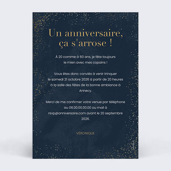 Invitation Anniversaire Adulte Mémento