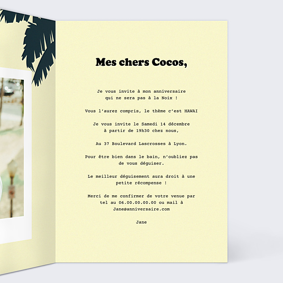 Invitation Anniversaire Adulte Une Nuit à Hawaï