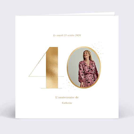 Invitation Anniversaire Adulte Photo Souvenir Ocre 40