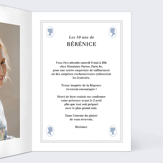 Invitation Anniversaire Adulte Portrait régence