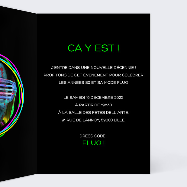 Invitation Anniversaire Fluo Intérieur Droit