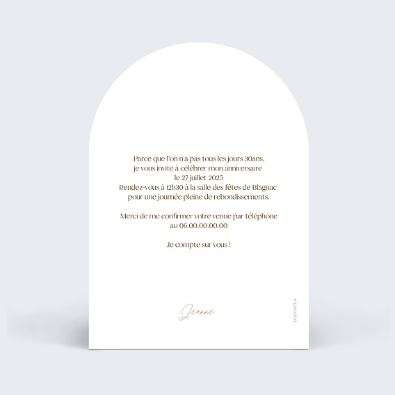 Invitation anniversaire Flower of fall avec photo Verso