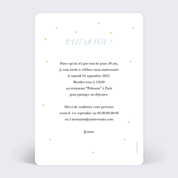Invitation Anniversaire Adulte Soirée Pétillante Verso