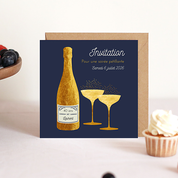 Invitation Anniversaire Adulte Bulles Ocre