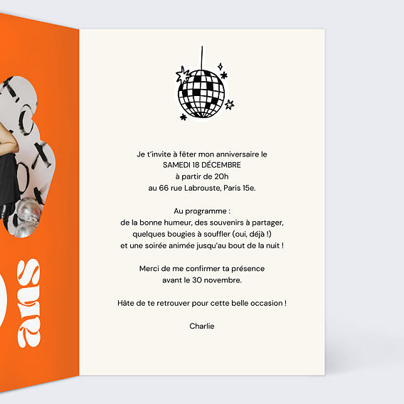 Invitation anniversaire Let’s Party Intérieur Droit