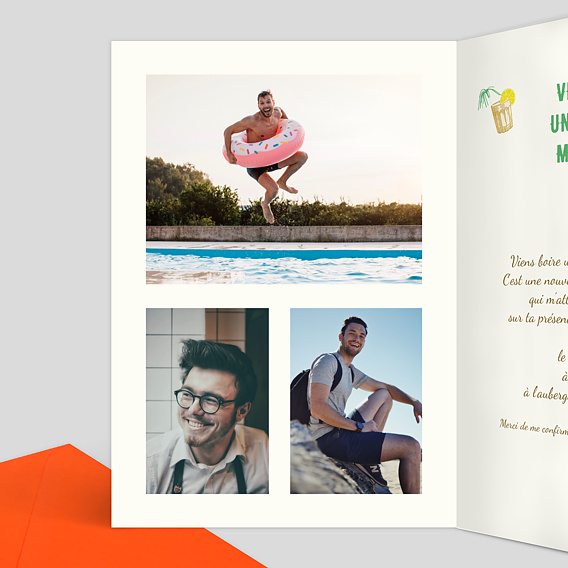 Invitation anniversaire Anni-Verre-Saire Intérieur Gauche