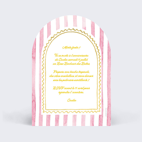 Invitation Anniversaire Adulte Tropical gold