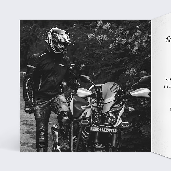 Invitation anniversaire Moto Vintage Intérieur Gauche