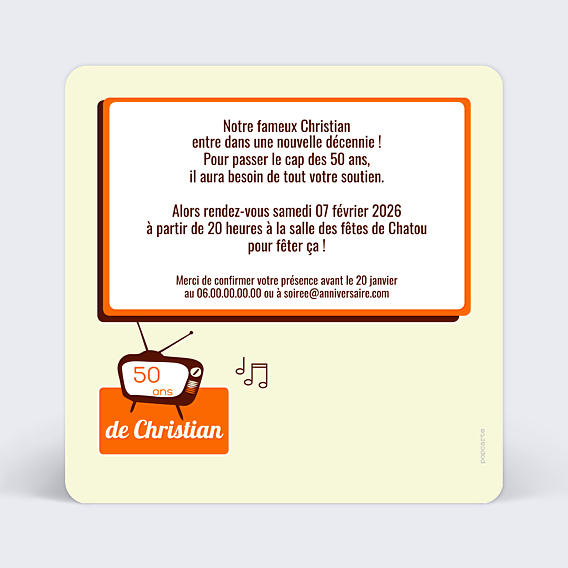 Invitation Anniversaire Adulte Années 70