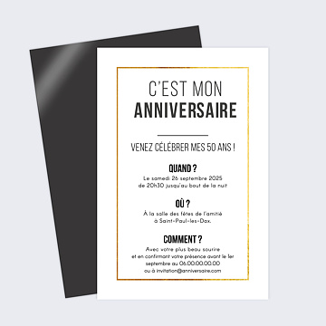 Invitation Anniversaire Adulte Filet d'Or