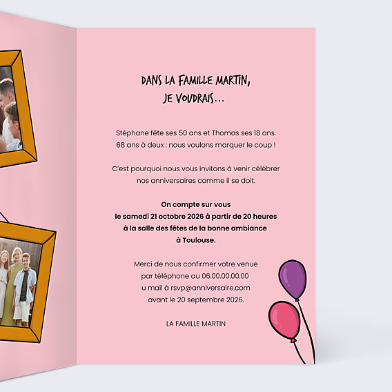 Invitation Anniversaire Adulte Famille Célèbre