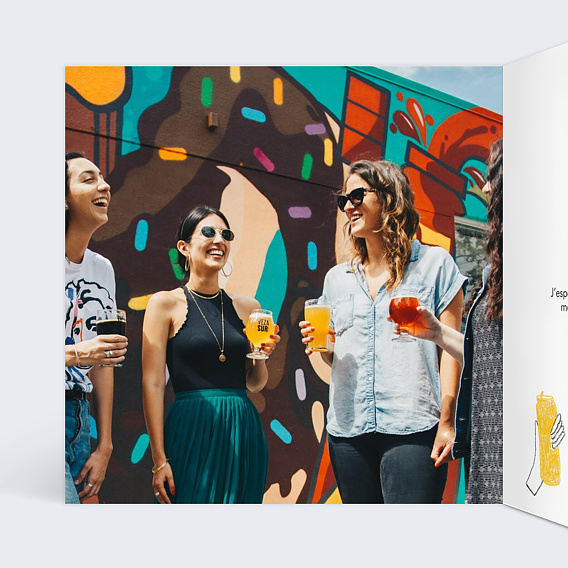 Invitation anniversaire Levons nos Verres Dessin Intérieur Gauche