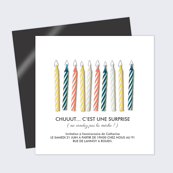 Invitation anniversaire Bougie Surprise